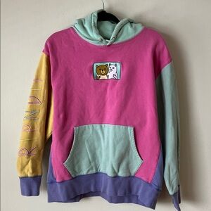 Ripndip Pink and Mint Hoodie with Bear and Cat Patch